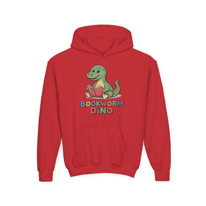 Bookworm Dino Hoodie — Cute Kids Dinosaur Reading Sweatshirt TEEZOCA