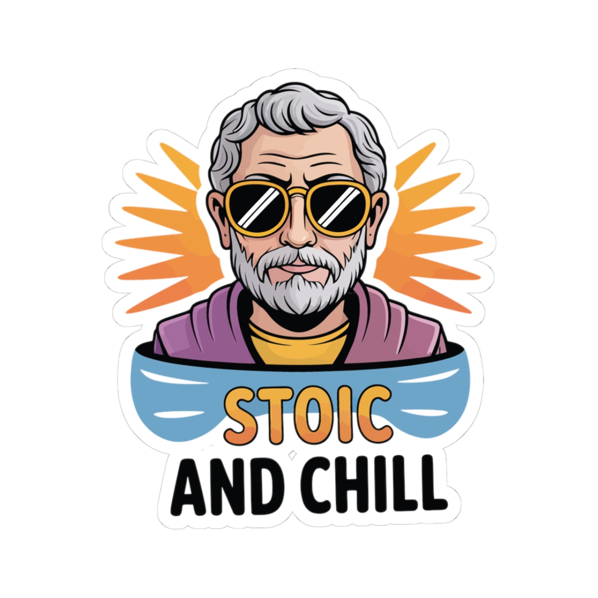 TEEZOCA stoic and chill philosophy sticker modern stoic art