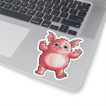 TEEZOCA cute pink monster sticker waving