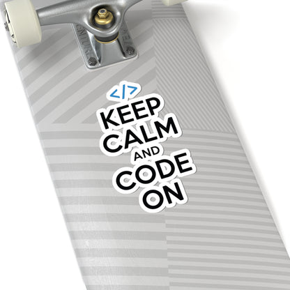 TEEZOCA keep calm and code on sticker minimalist coding design