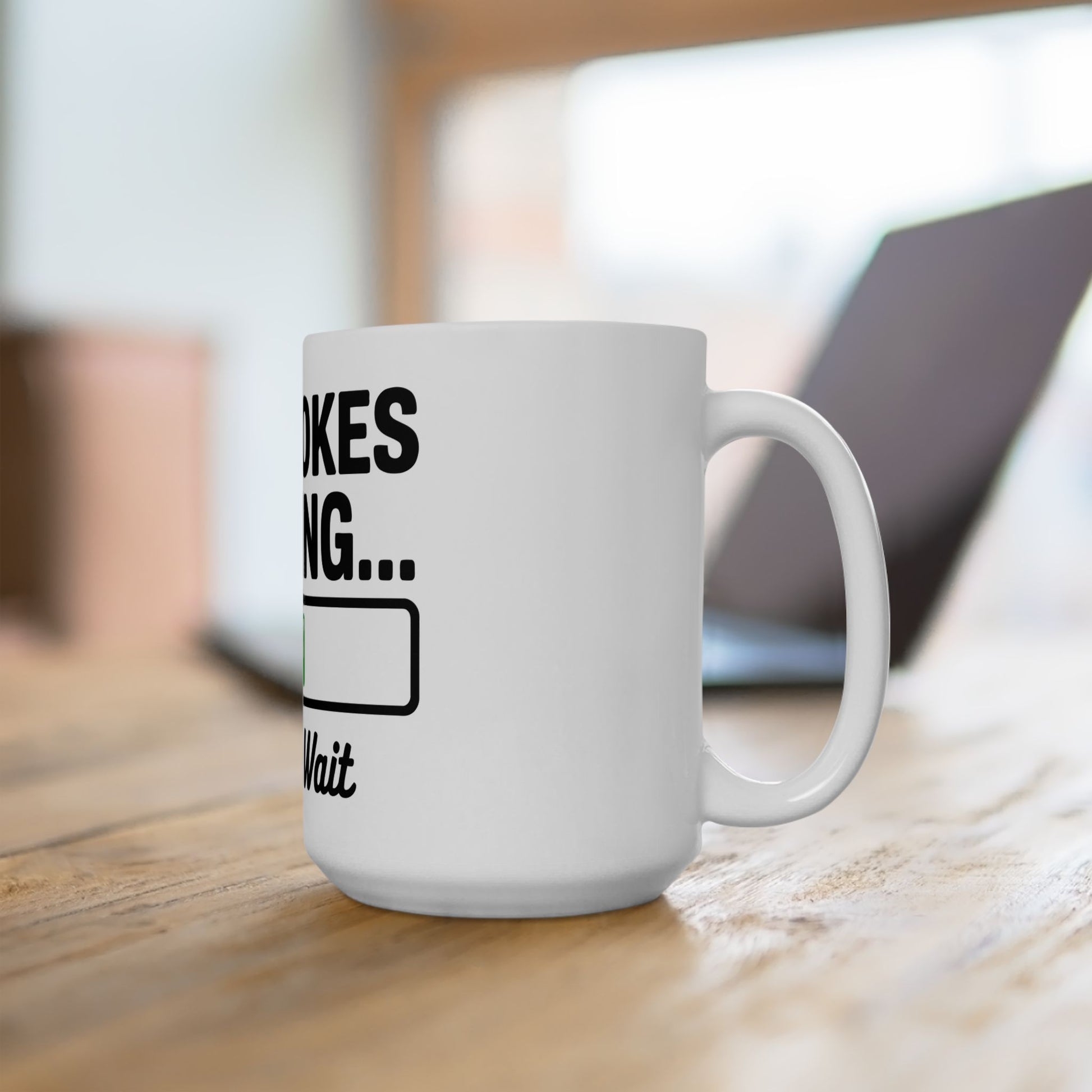 TEEZOCA mug design highlighting the Dad Jokes Loading joke-ready mindset