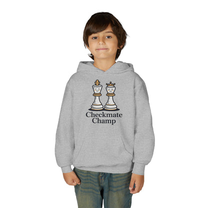 Youth Hoodie — "Checkmate Champ" Chess King & Queen Kids Pullover TEEZOCA