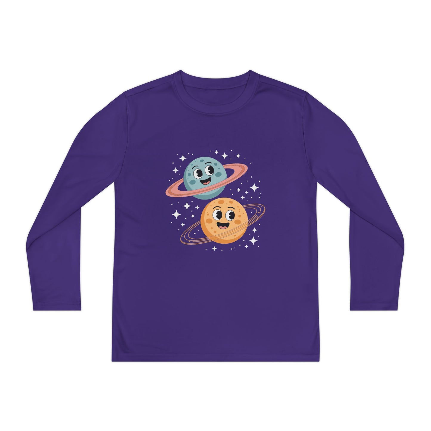 Kids Long Sleeve Tee — Cute Smiling Planets Space Shirt TEEZOCA