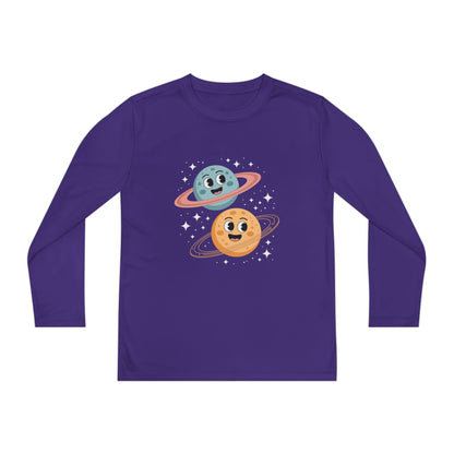 Kids Long Sleeve Tee — Cute Smiling Planets Space Shirt TEEZOCA