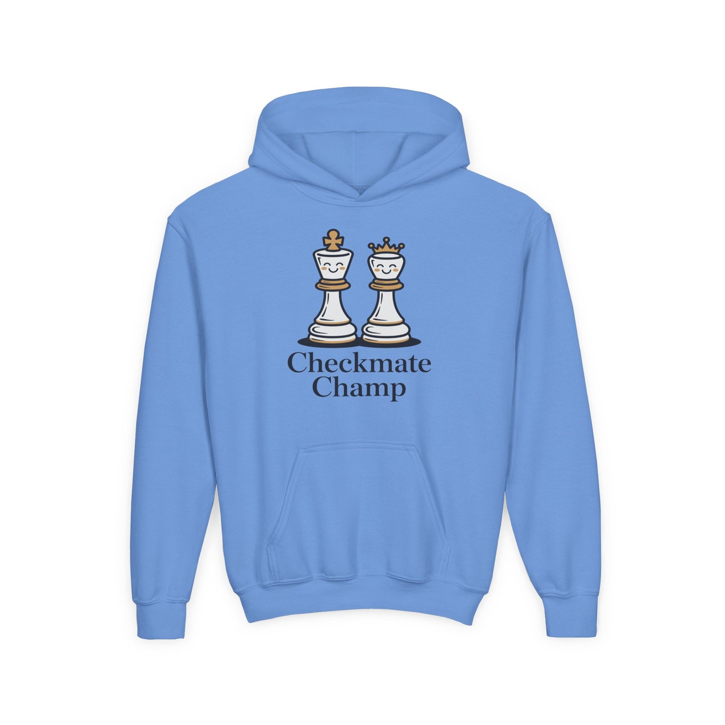Youth Hoodie — "Checkmate Champ" Chess King & Queen Kids Pullover TEEZOCA