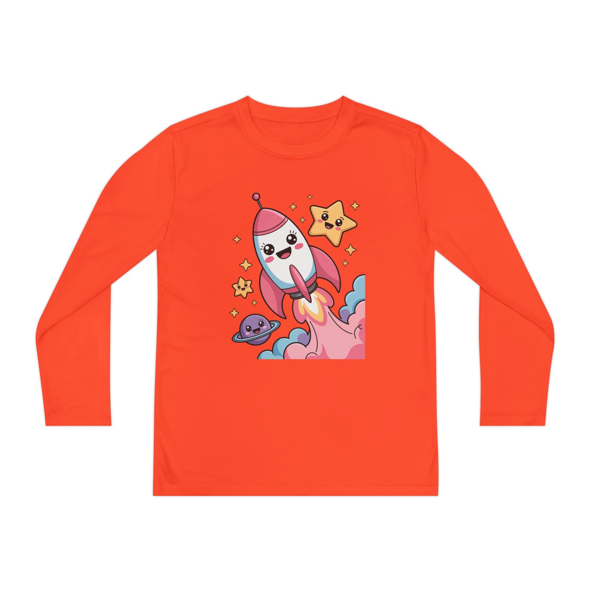 Cute Rocket Ship Kids Long Sleeve T-Shirt TEEZOCA