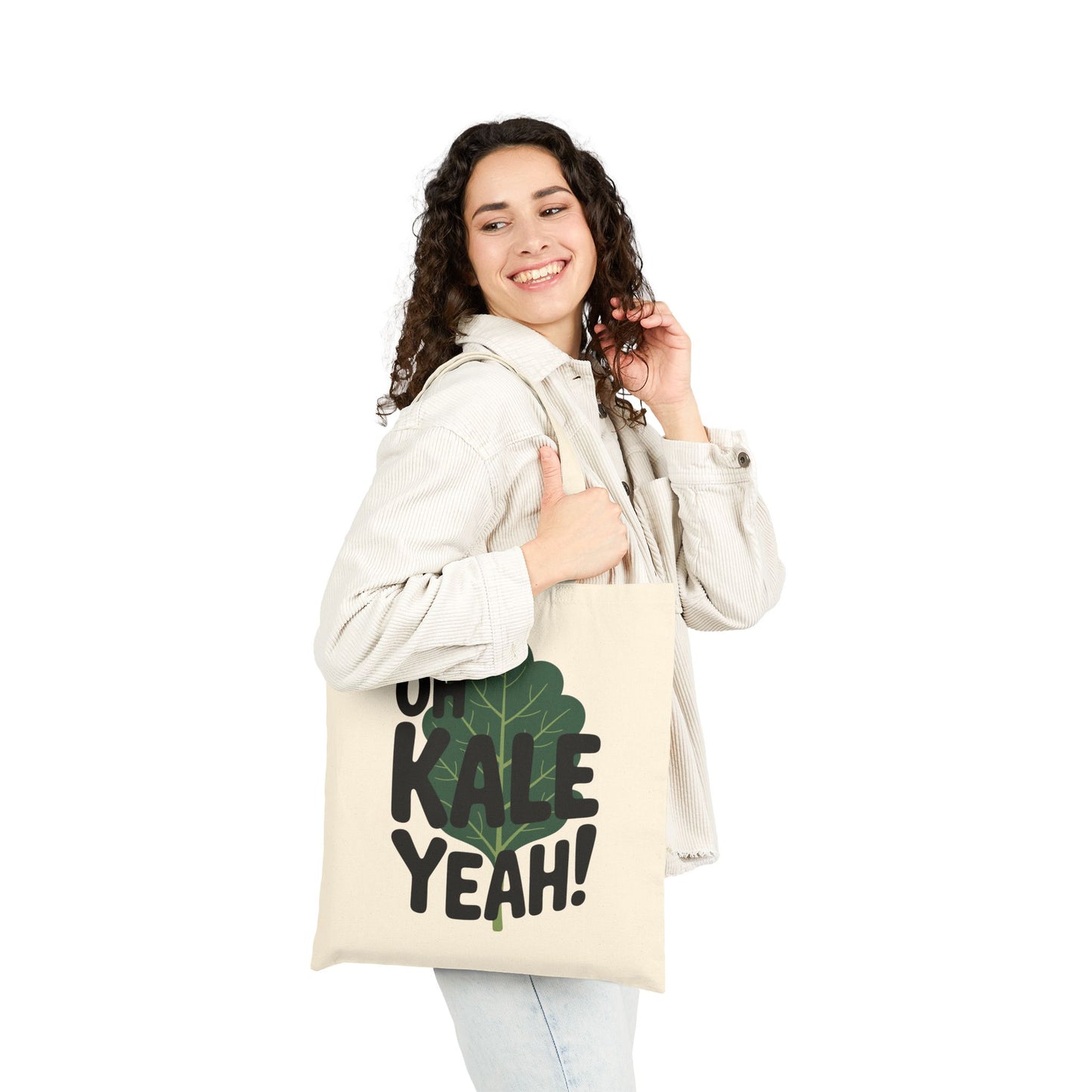 Minimalist vegetable pun artwork displayed on a TEEZOCA tote bag