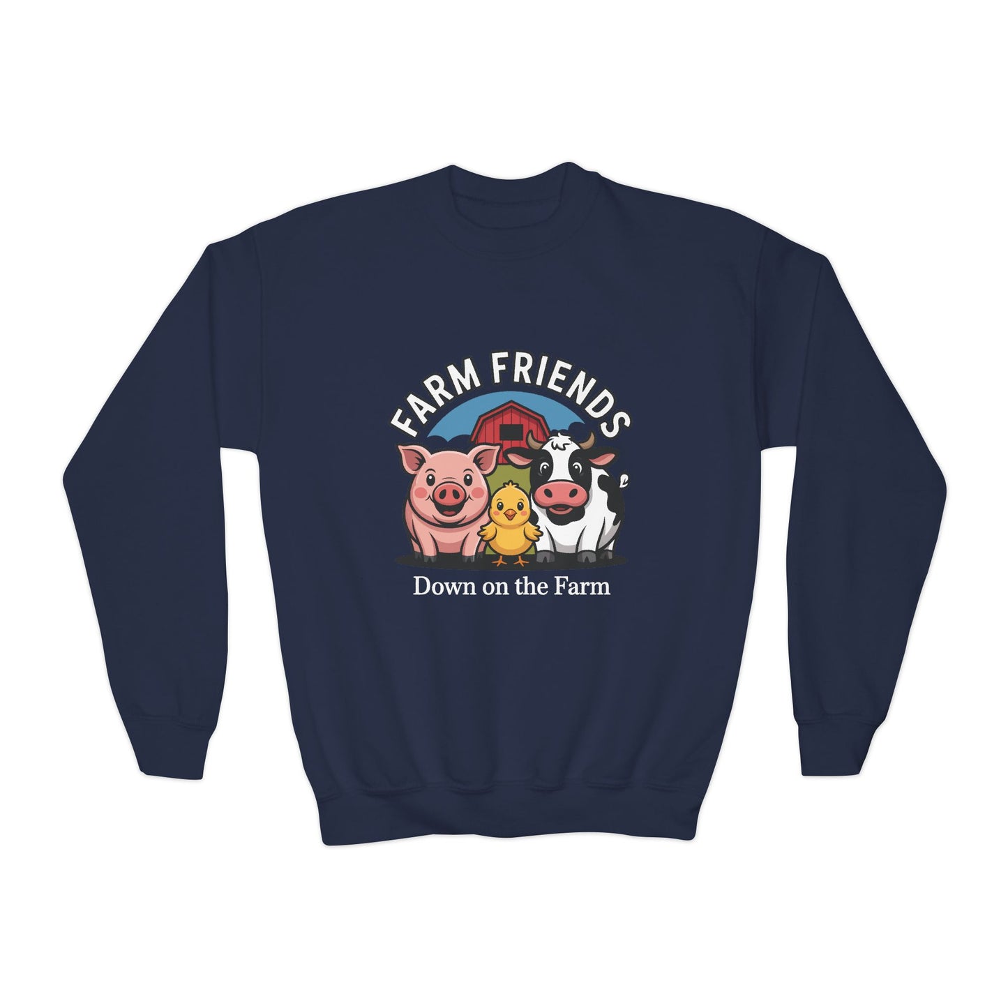 Farm Friends Youth Crewneck Sweatshirt — "Down on the Farm" Kids Pullover TEEZOCA