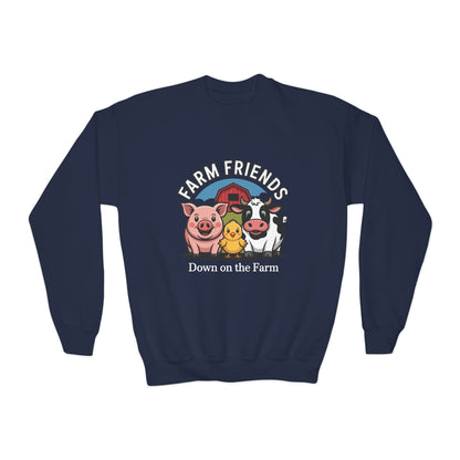 Farm Friends Youth Crewneck Sweatshirt — "Down on the Farm" Kids Pullover TEEZOCA