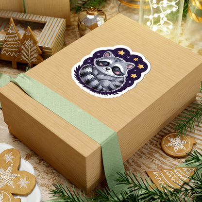 TEEZOCA cozy sleeping raccoon sticker for laptop planner journal