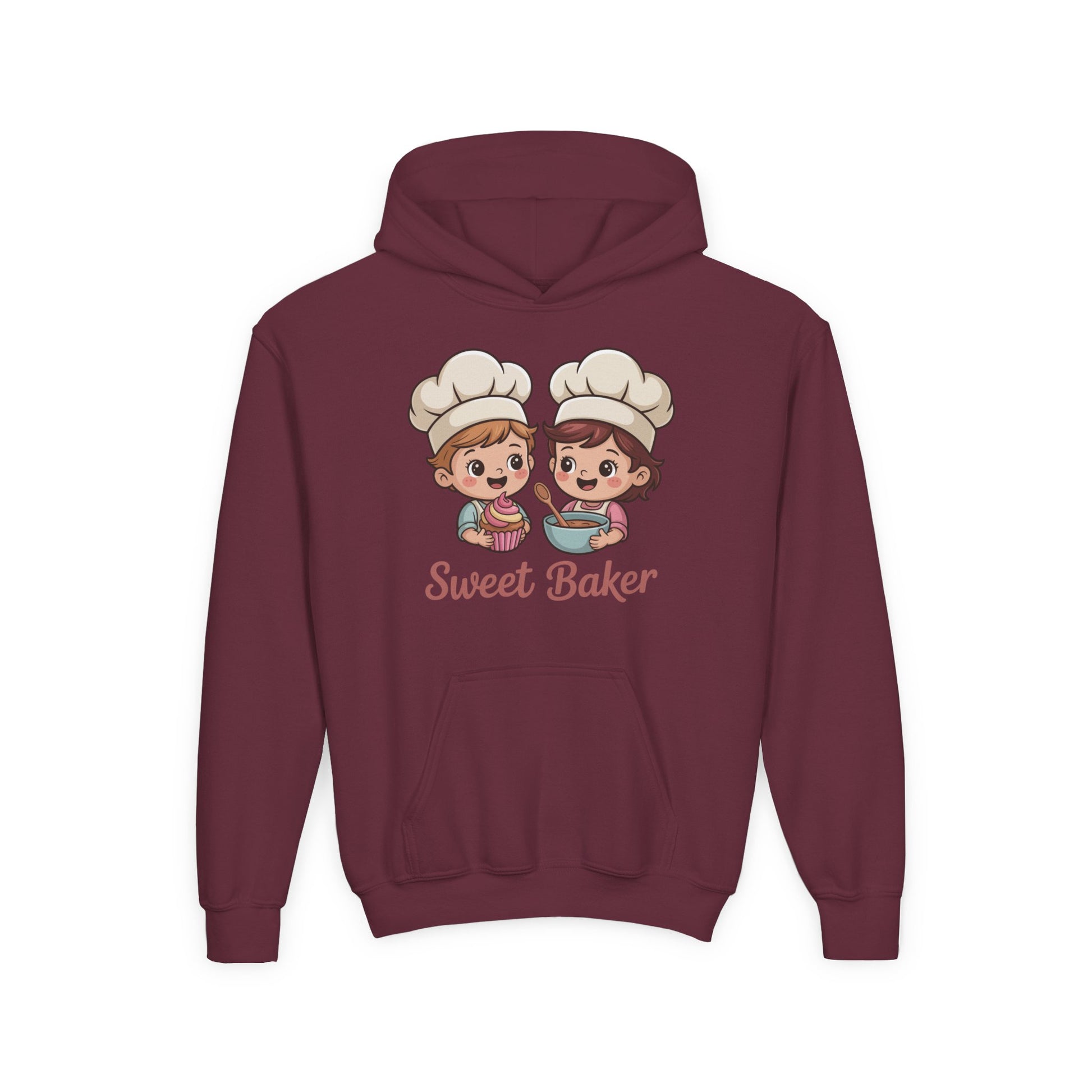 Youth Hoodie — Cute “Sweet Baker” Kids Chef Graphic Sweatshirt TEEZOCA
