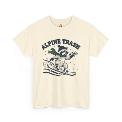 Alpine Trash Raccoon Snowboarding T‑Shirt – Funny Trash Panda Pizza Lover Ski Resort Tee | TEEZOCA 