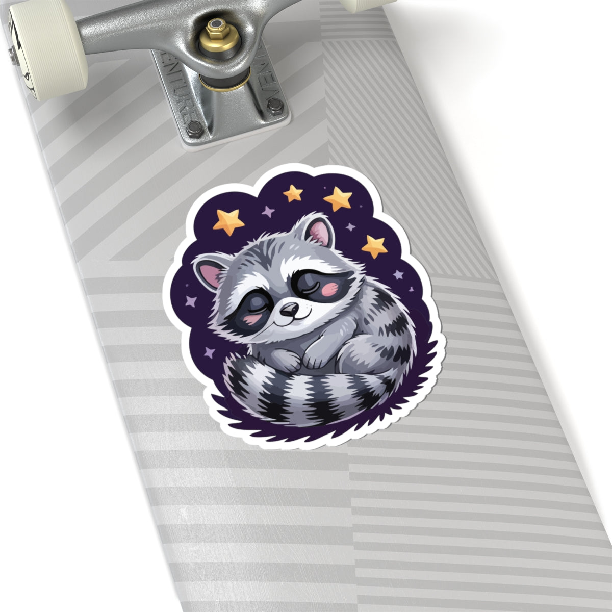 TEEZOCA cute sleeping raccoon sticker with cozy night stars