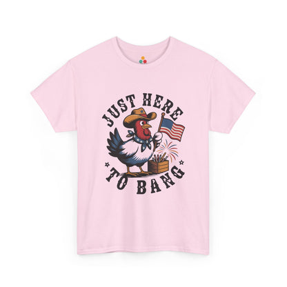 Funny Rooster Shirt — Just Here to Bang 4th of July T-shirt | TEEZOCA 