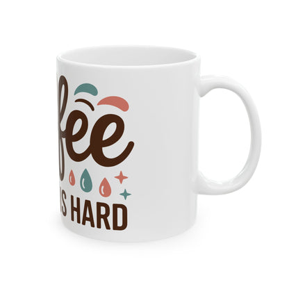 TEEZOCA funny adulting coffee mug with playful lettering