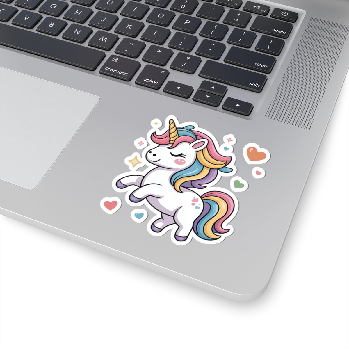 TEEZOCA kawaii unicorn sticker with rainbow mane fantasy cartoon design
