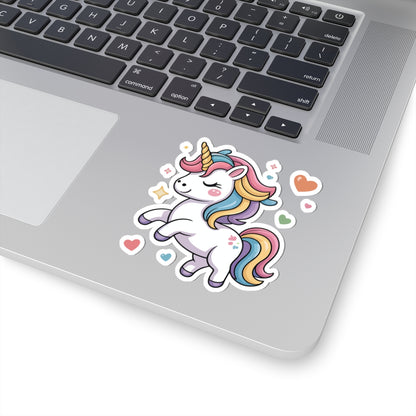 TEEZOCA kawaii unicorn sticker with rainbow mane fantasy cartoon design