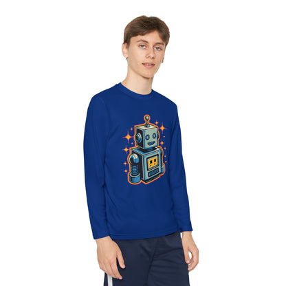 Kids Retro Robot Long Sleeve Tee — Cute Vintage Space Bot Graphic Shirt TEEZOCA