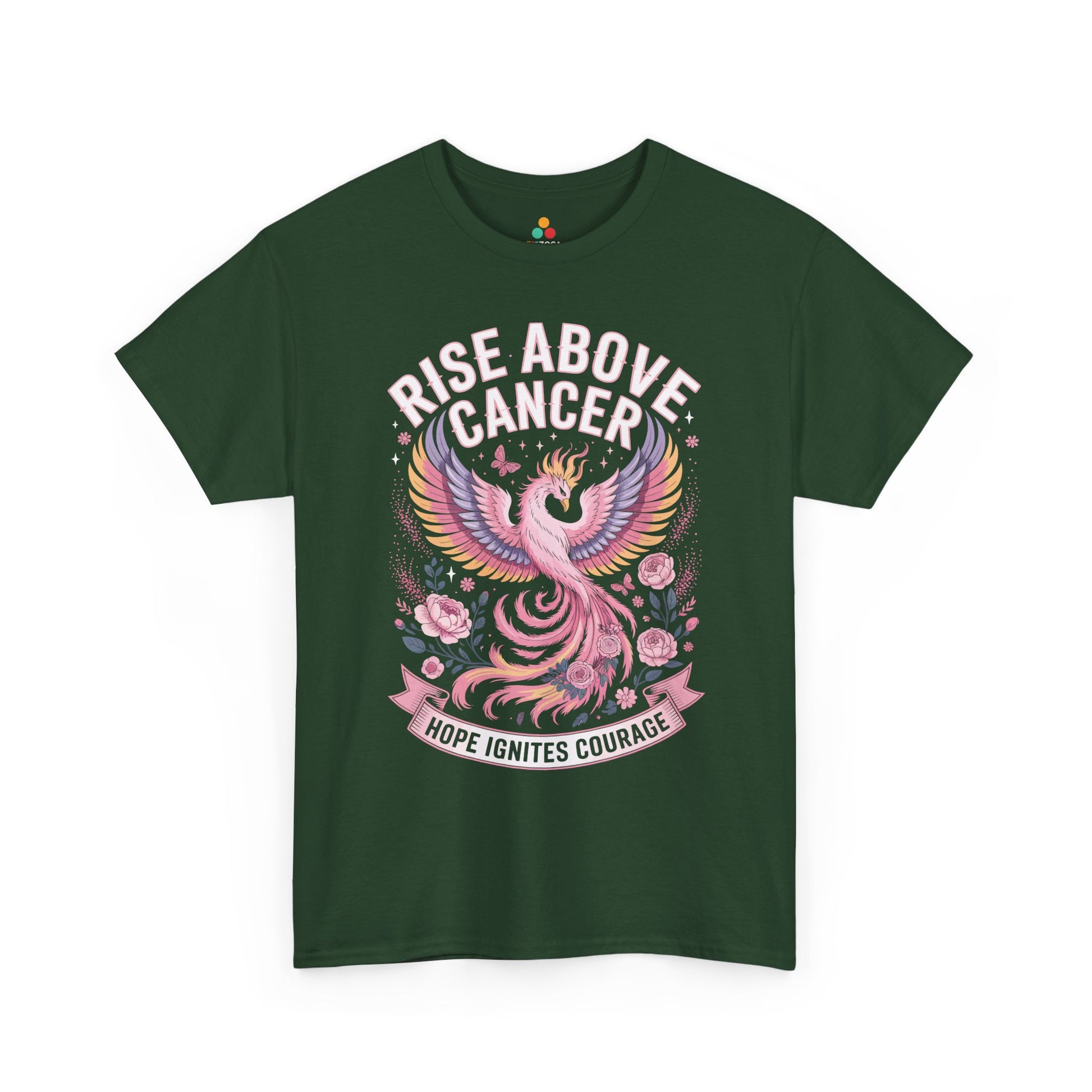 Rise Above Cancer Hope Ignites Courage Breast Cancer Awareness Unisex T-shirt | TEEZOCA 