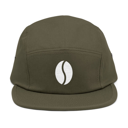Green cap. Minimal coffee bean embroidery on 5-panel cap. TEEZOCA