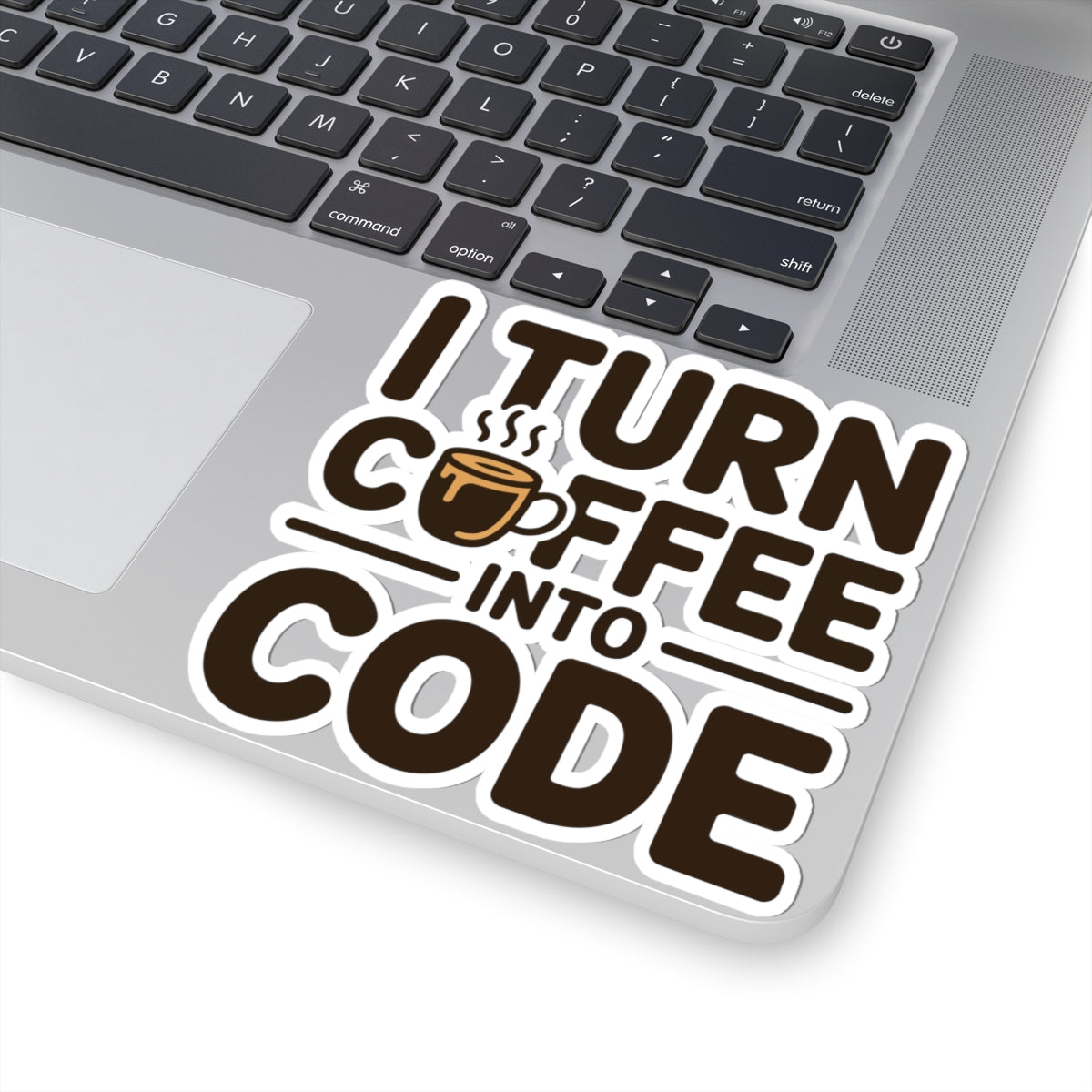 TEEZOCA i turn coffee into code sticker coder coffee quote design