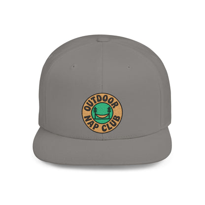 Gray cap with 'Outdoor Nap Club' logo on a white background