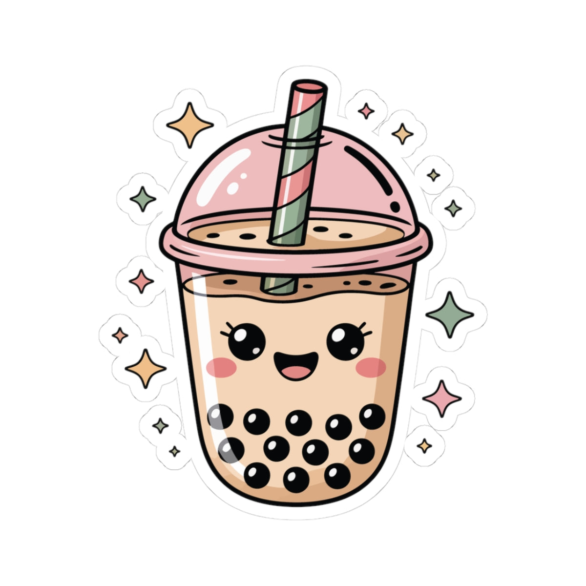 TEEZOCA cute bubble tea sticker kawaii boba drink illustration