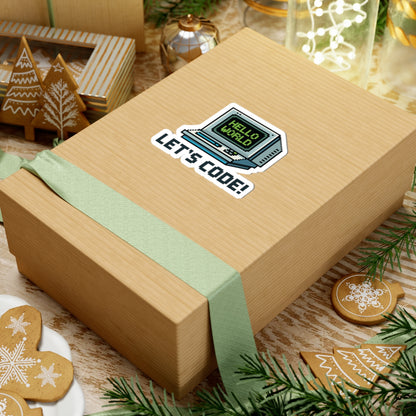 TEEZOCA programmer sticker pixel computer with hello world screen and text