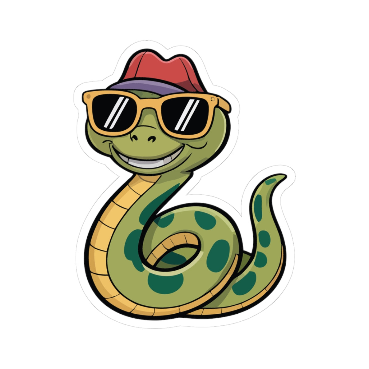 TEEZOCA cool snake sticker cartoon snake wearing sunglasses