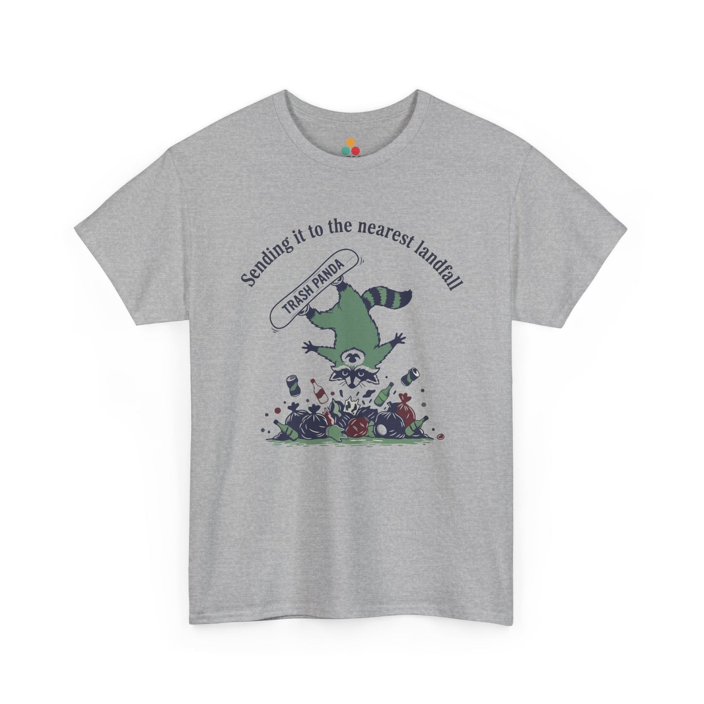Trash Panda Snowboarding Graphic T-Shirt - "Sending it to the Nearest Landfill" Funny Raccoon Tee | TEEZOCA 