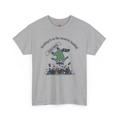 Trash Panda Snowboarding Graphic T-Shirt - "Sending it to the Nearest Landfill" Funny Raccoon Tee | TEEZOCA 