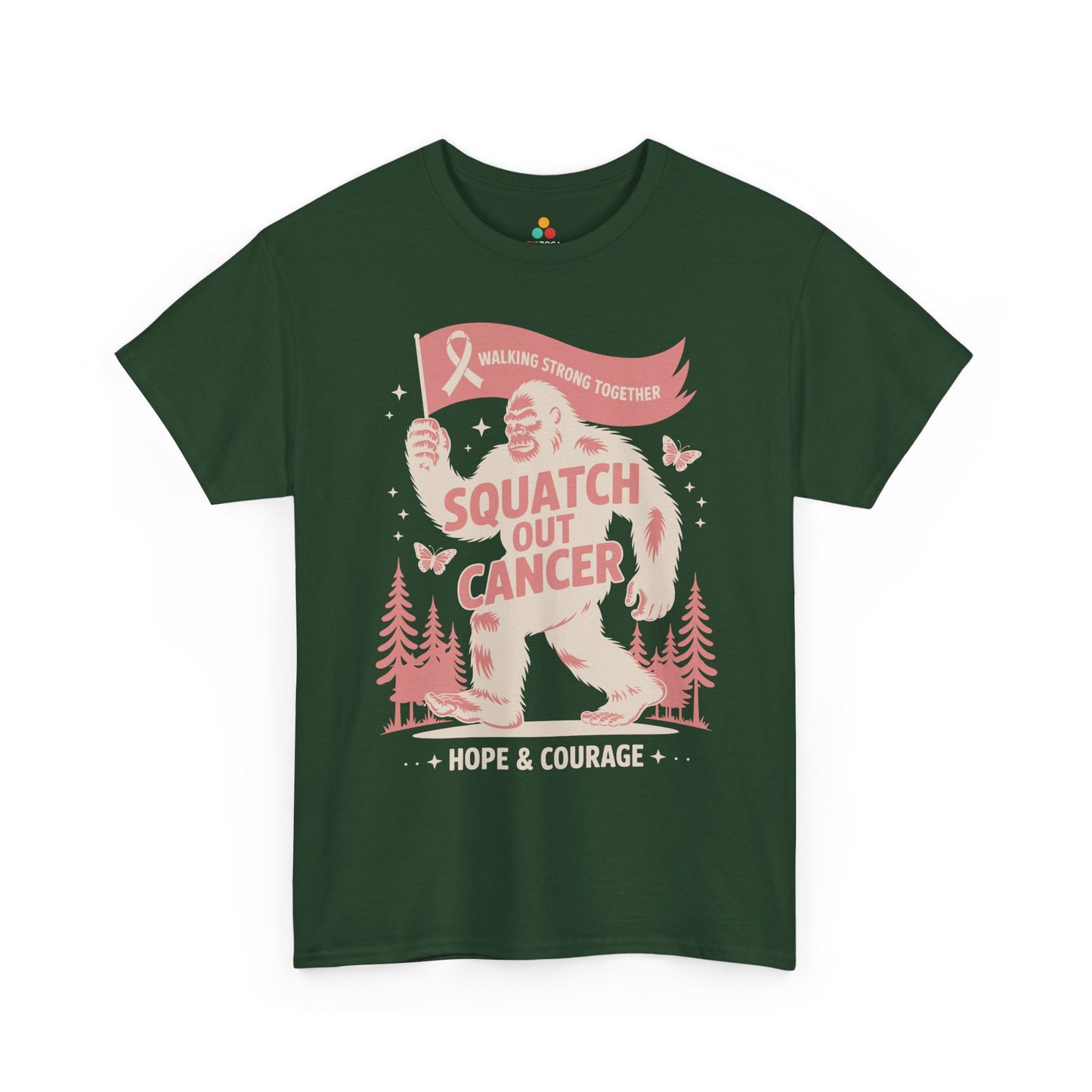 Squatch Out Cancer Hope & Courage Breast Cancer Awareness Unisex T-shirt | TEEZOCA 