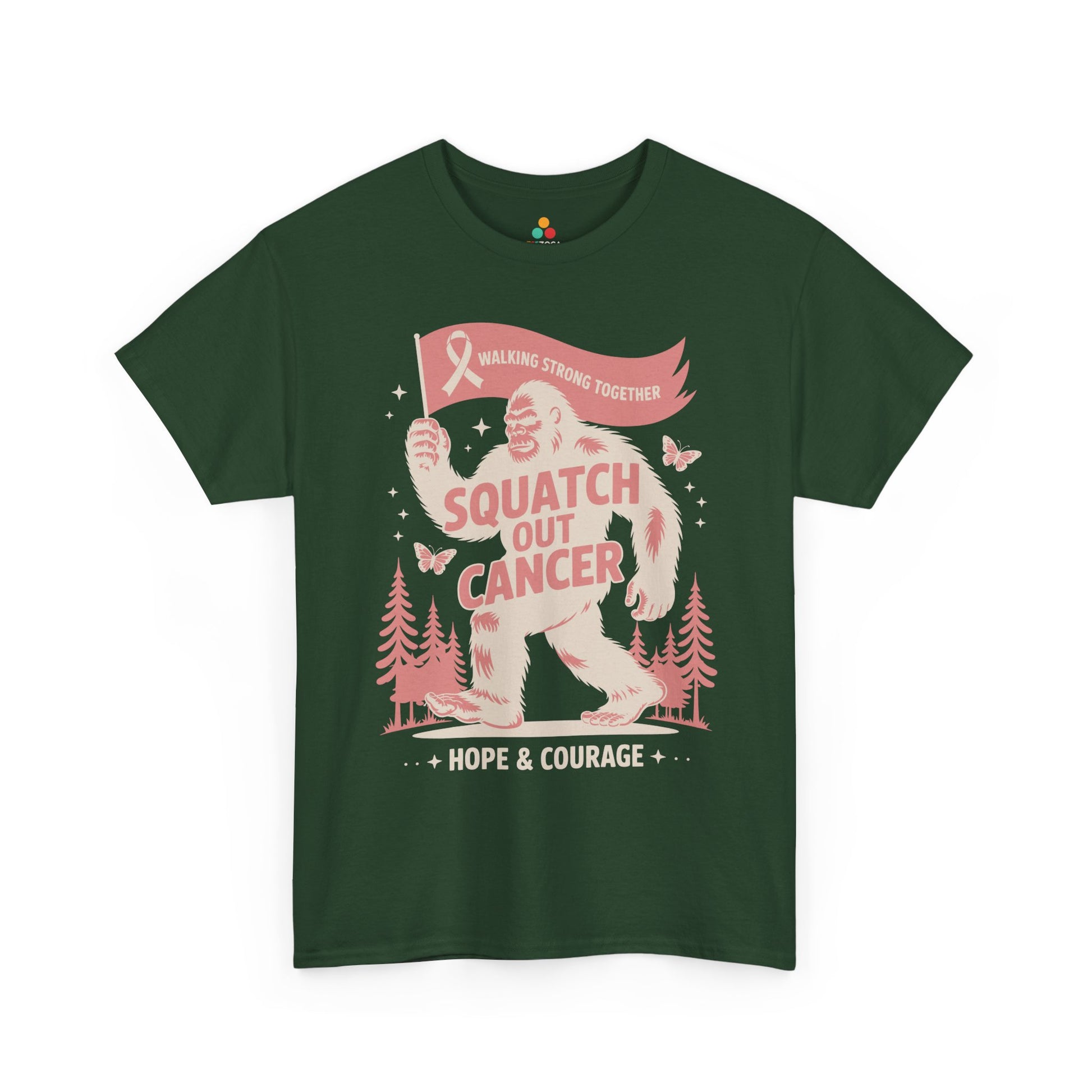 Squatch Out Cancer Hope & Courage Breast Cancer Awareness Unisex T-shirt | TEEZOCA 