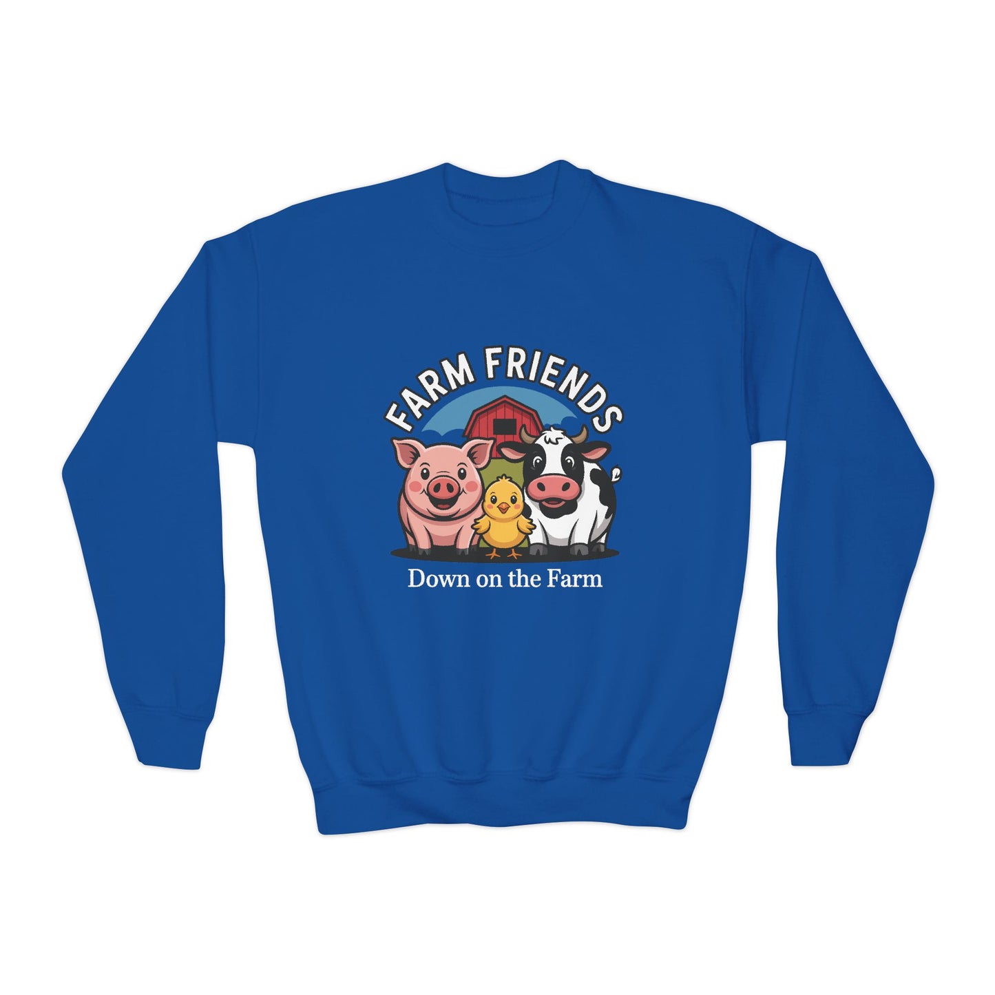 Farm Friends Youth Crewneck Sweatshirt — "Down on the Farm" Kids Pullover TEEZOCA