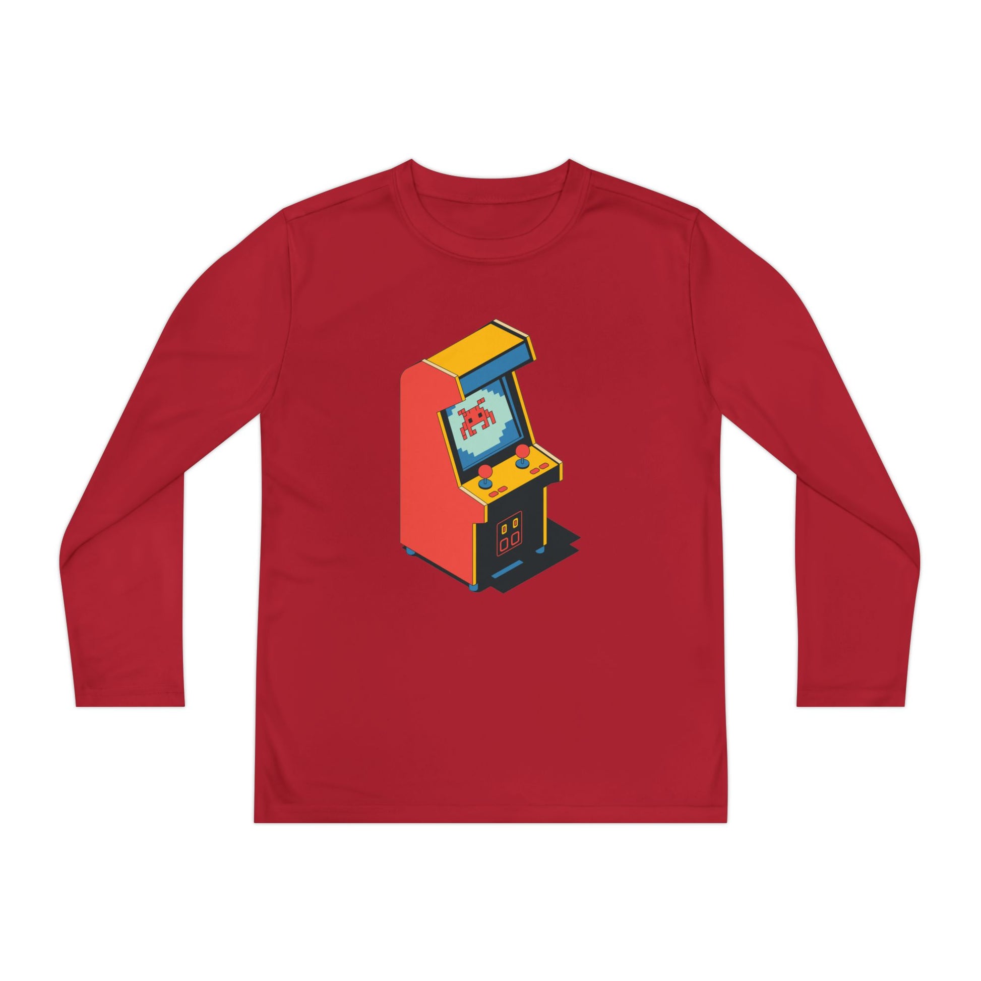 Youth Retro Arcade Long Sleeve Tee — Vintage Arcade Machine Graphic TEEZOCA
