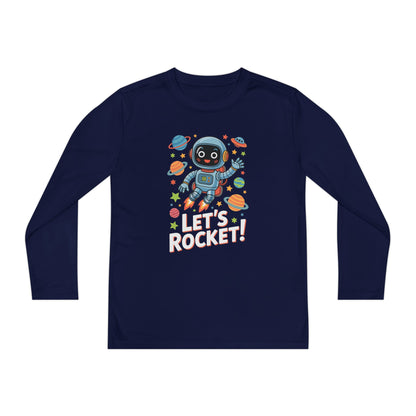 Kids Long Sleeve Tee - 'Let's Rocket!' Space Astronaut Graphic TEEZOCA
