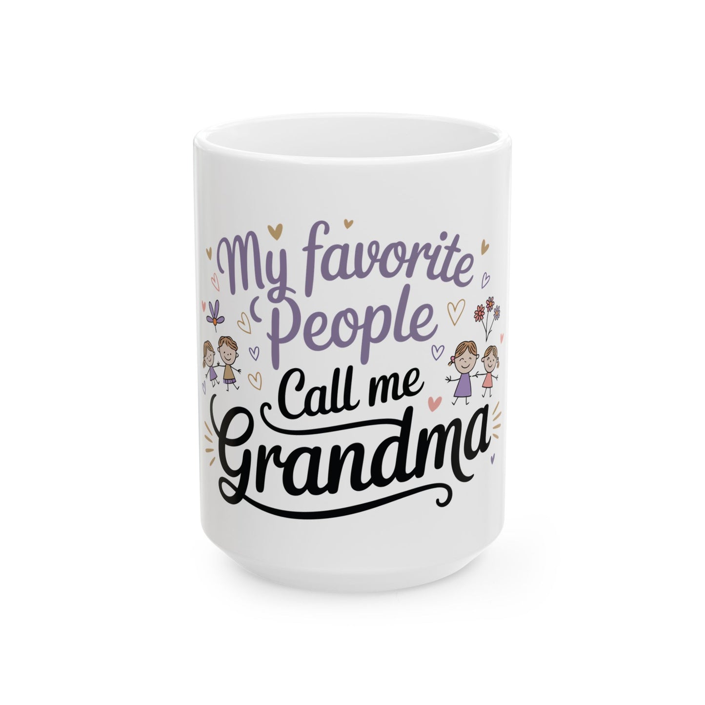TEEZOCA mug featuring the My Favorite People Call Me Grandma design with children illustrations