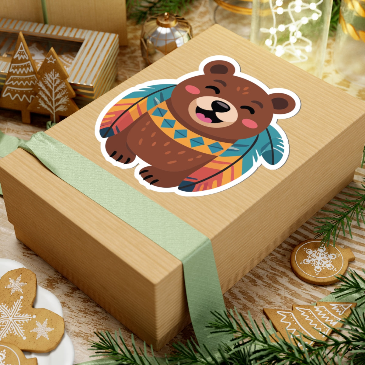 TEEZOCA playful tribal bear illustration for stickers