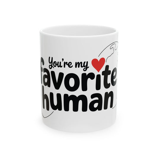 TEEZOCA You’re My Favorite Human ceramic mug with heart design