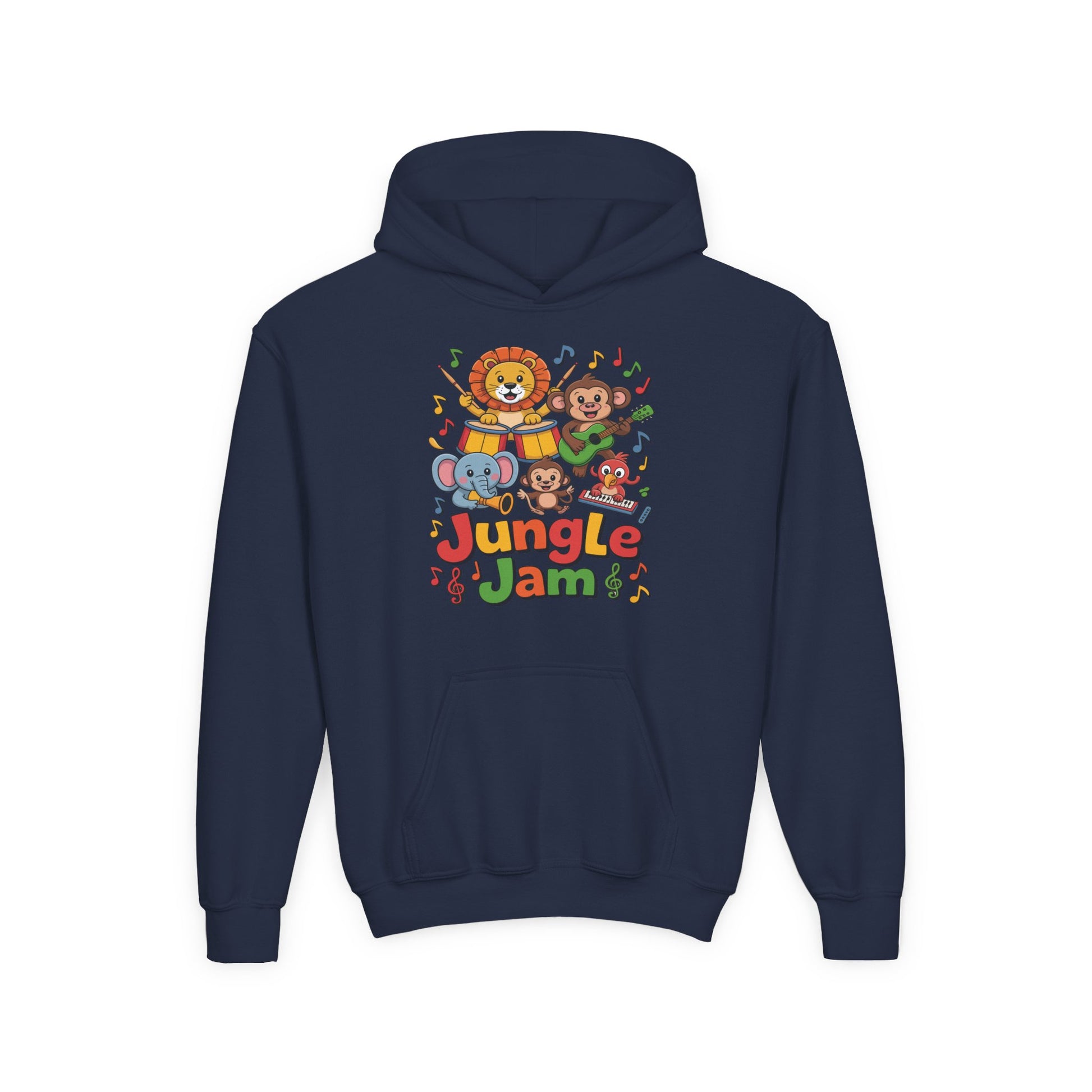 Youth Jungle Jam Hoodie — Cute Musical Animal Kids Sweatshirt TEEZOCA