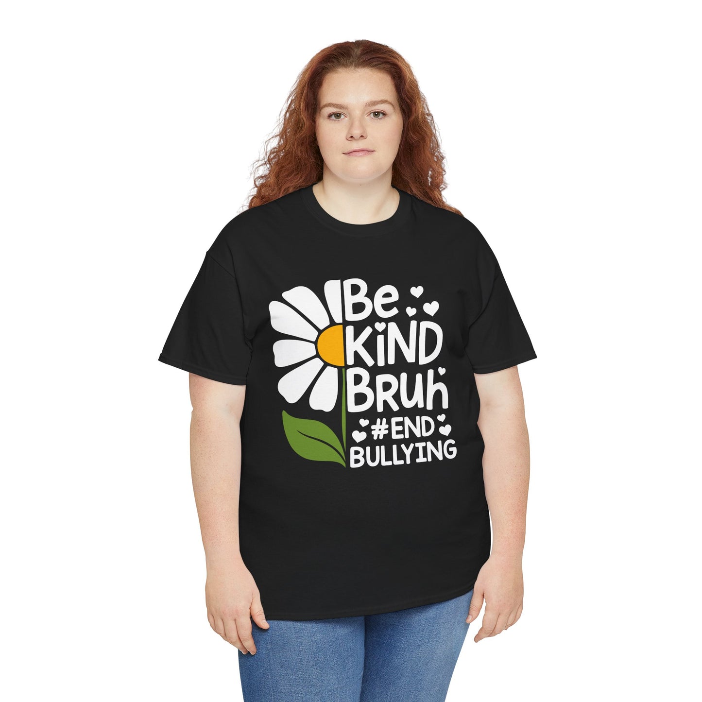 Person wearing a black t-shirt with a flower graphic and text on a white background