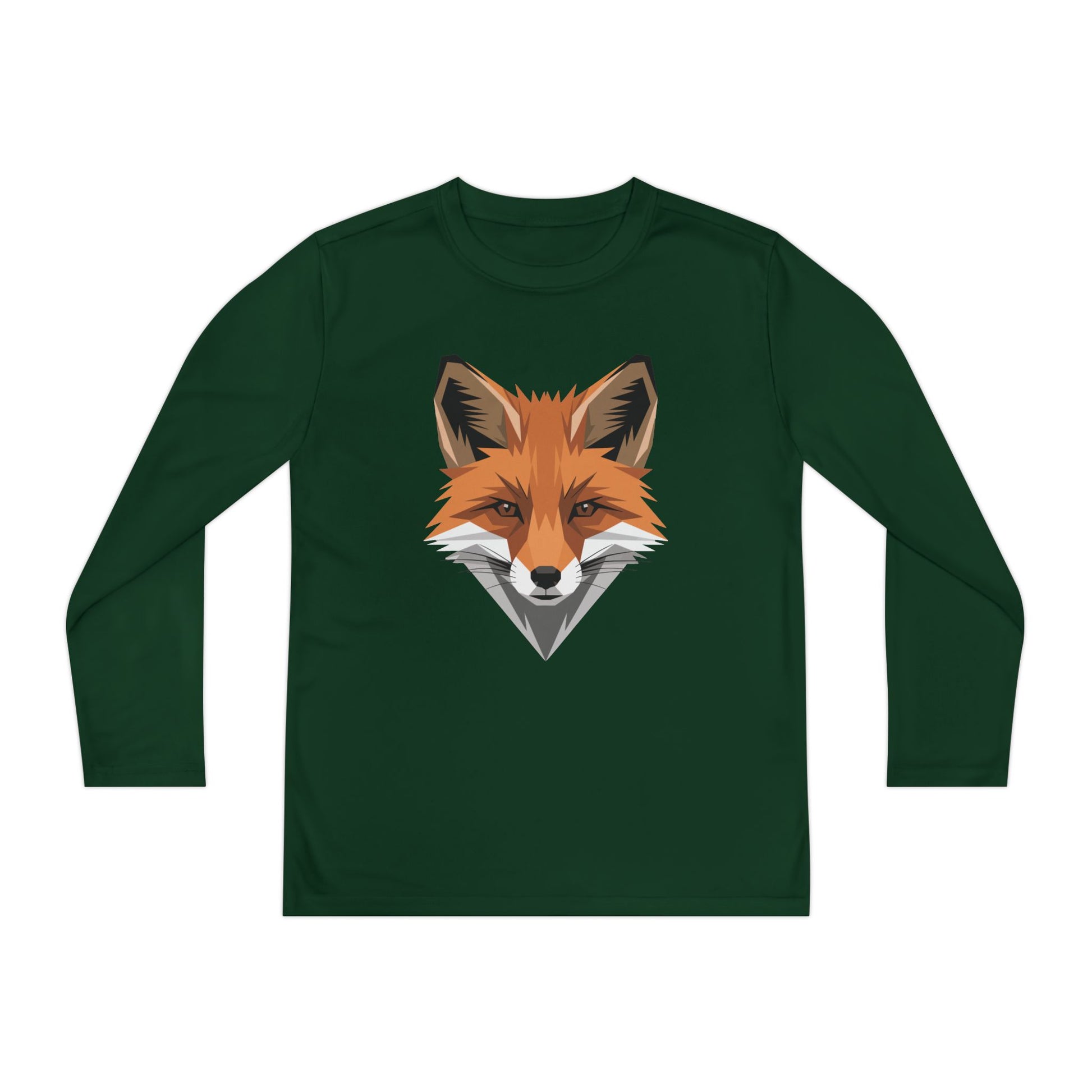 Youth Long Sleeve Tee — Geometric Fox Head Graphic TEEZOCA