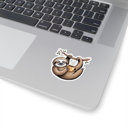 TEEZOCA funny sloth coffee sticker perfect for slow mornings and chill vibes