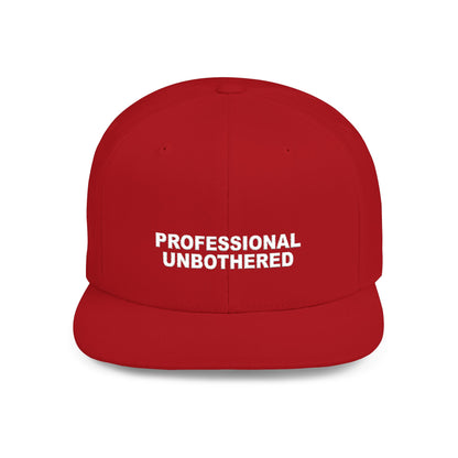 Red cap with 'PROFESSIONAL UNBOtherED' text on a white background