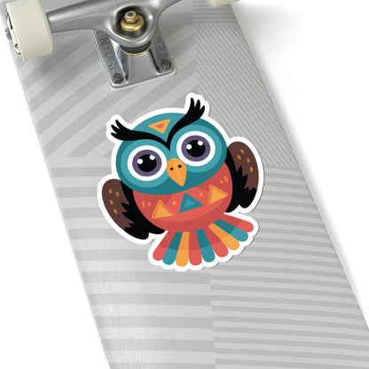 TEEZOCA cute geometric owl sticker with bold colors