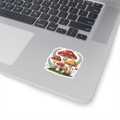 Laptop with a sticker of mushrooms on the palm rest area. TEEZOCA