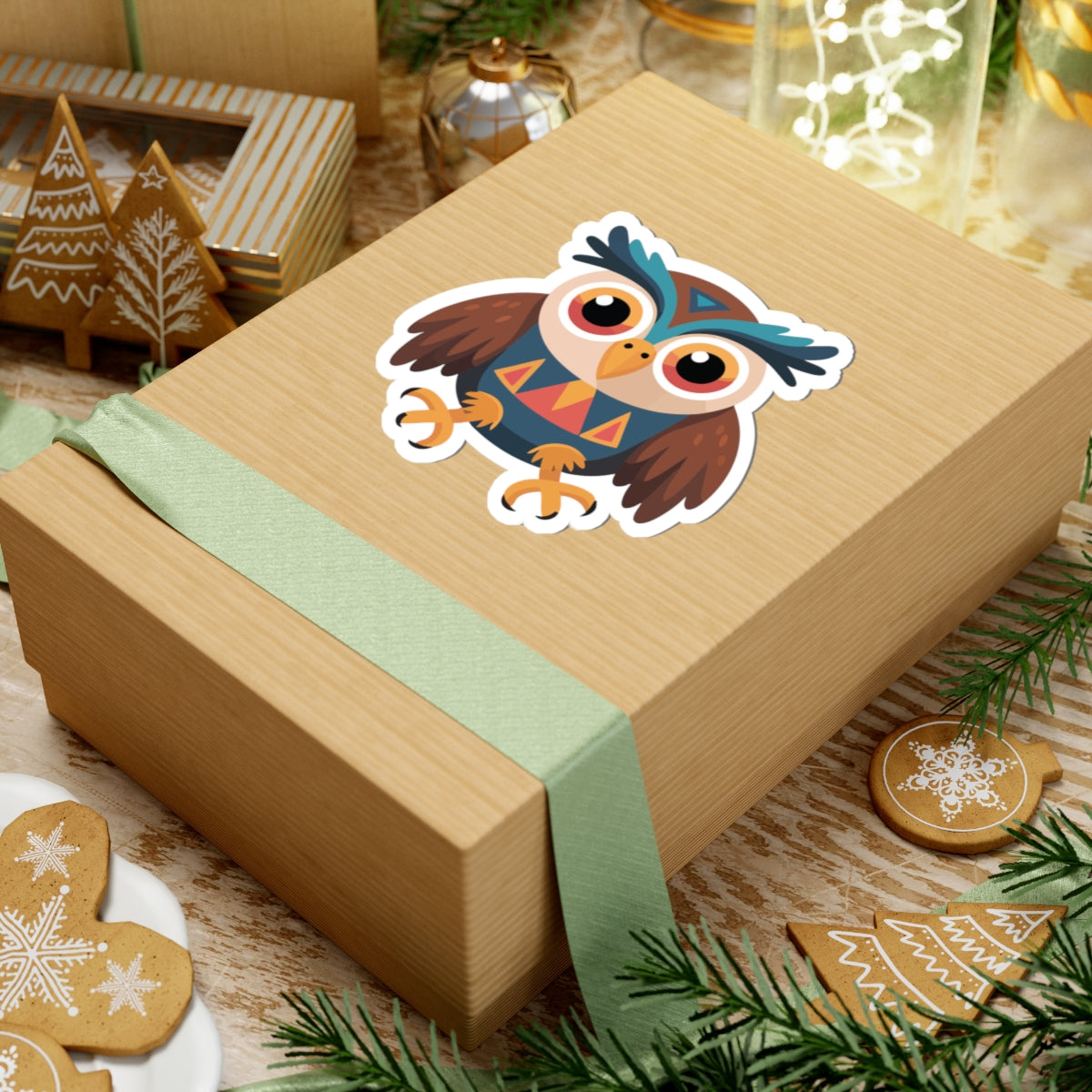 TEEZOCA colorful geometric owl design for stickers
