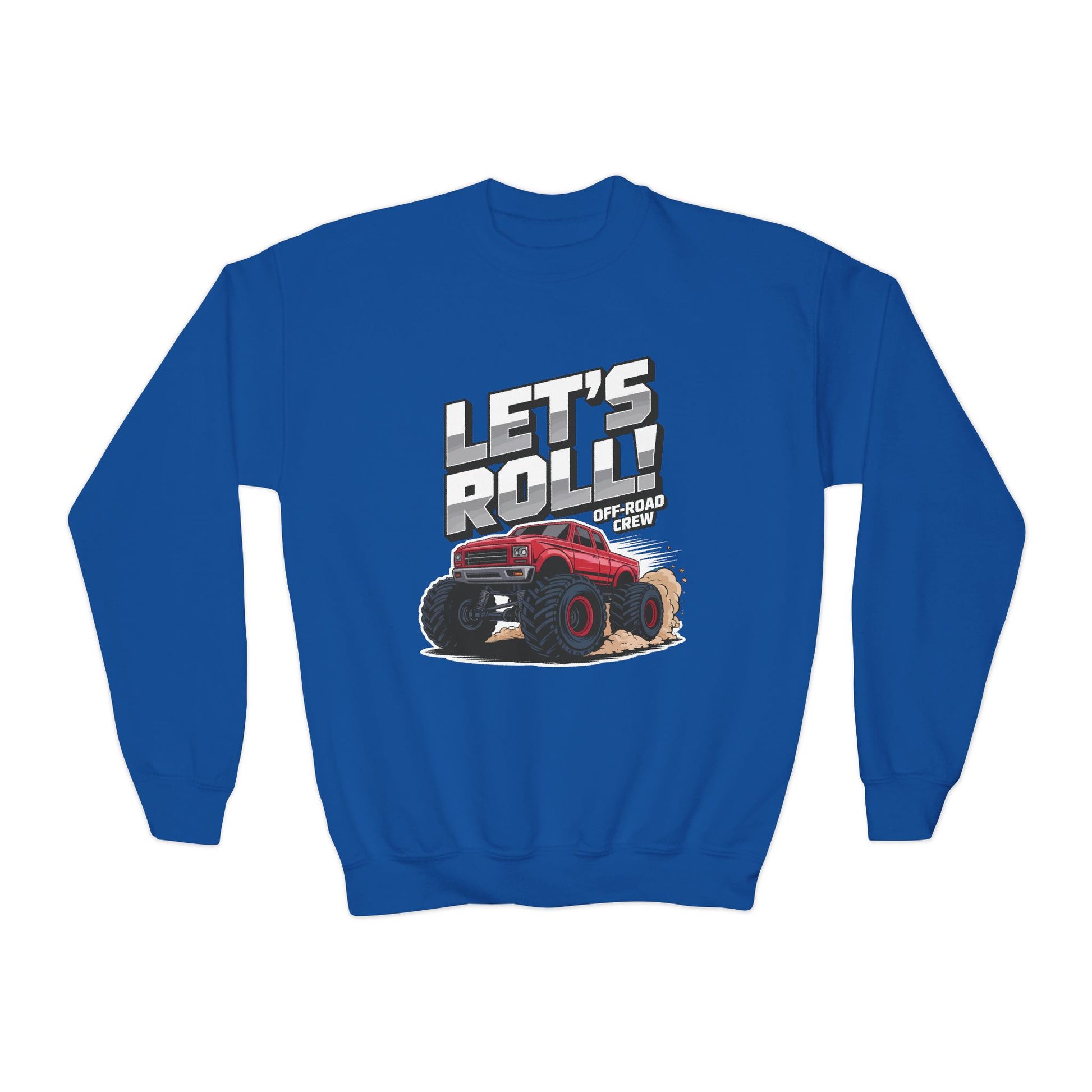 Youth Crewneck Sweatshirt - "Let's Roll" Monster Truck Graphic TEEZOCA