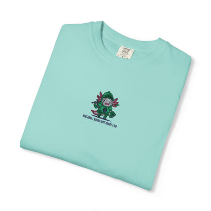 Comfort Colors® Axolotl Knight Embroidered T-Shirt – Huzzah! I Know Not What I Do | TEEZOCA 