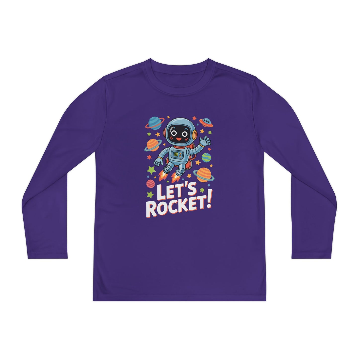 Kids Long Sleeve Tee - 'Let's Rocket!' Space Astronaut Graphic TEEZOCA